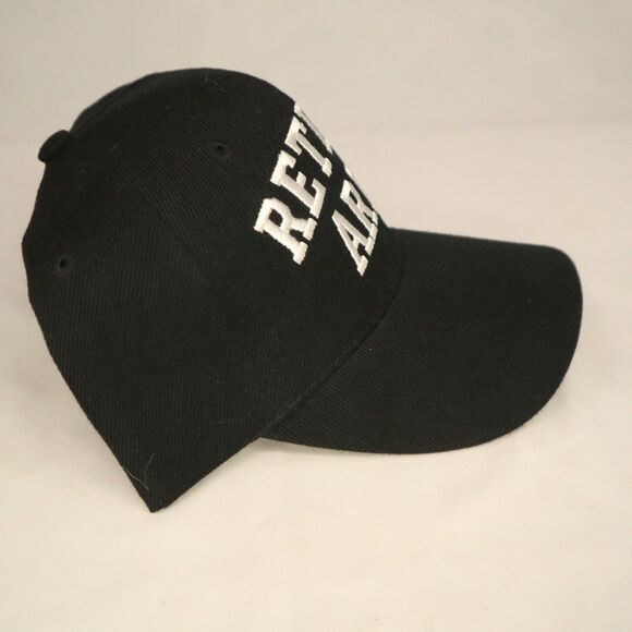 Retired Army Ball Cap Hat Black w/white letters hook & loop adjustable - Picture 4 of 9